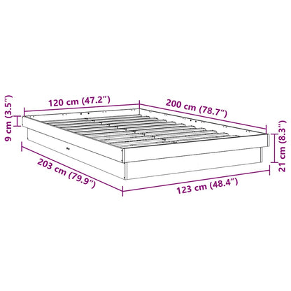 Sängram utan madrass 120x200 cm massiv trä ek