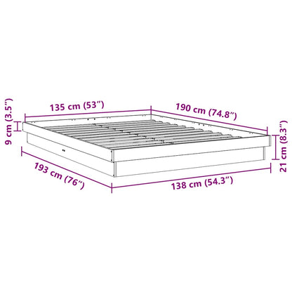 Sängram utan madrass 135x190 cm massiv trä ek