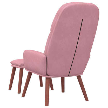 Vilstol med fotpall rosa sammet