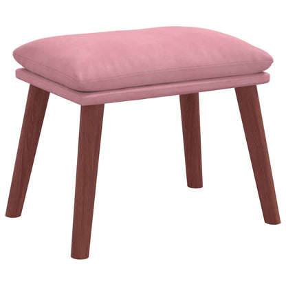 Vilstol med fotpall rosa sammet