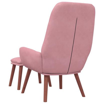 Vilstol med fotpall rosa sammet