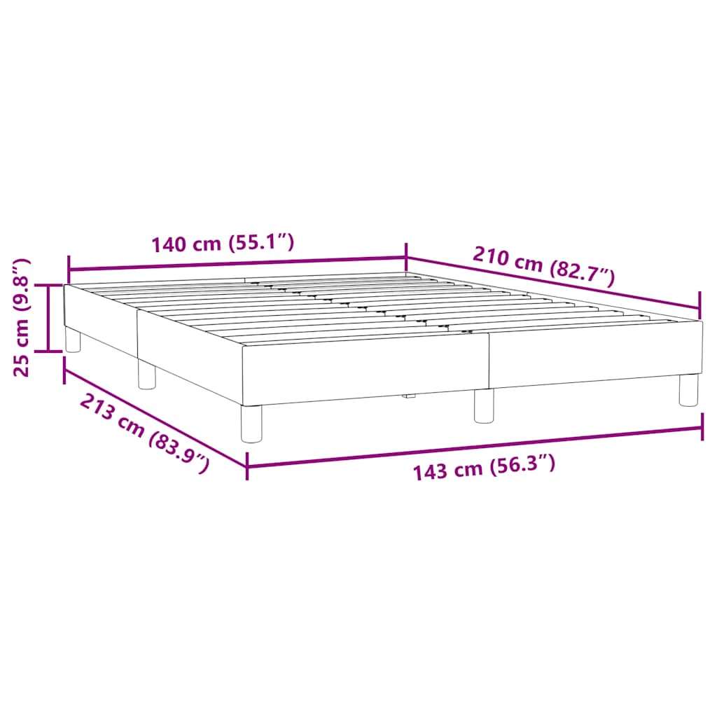 Resårsäng utan madrass ljusgrå 140x210 cm sammet