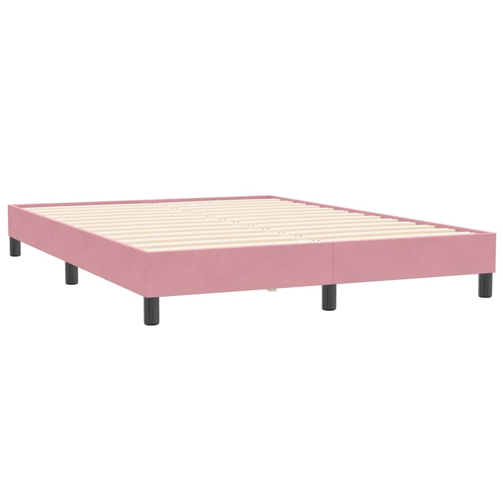 Ramsäng utan madrass rosa 160x210 cm sammet