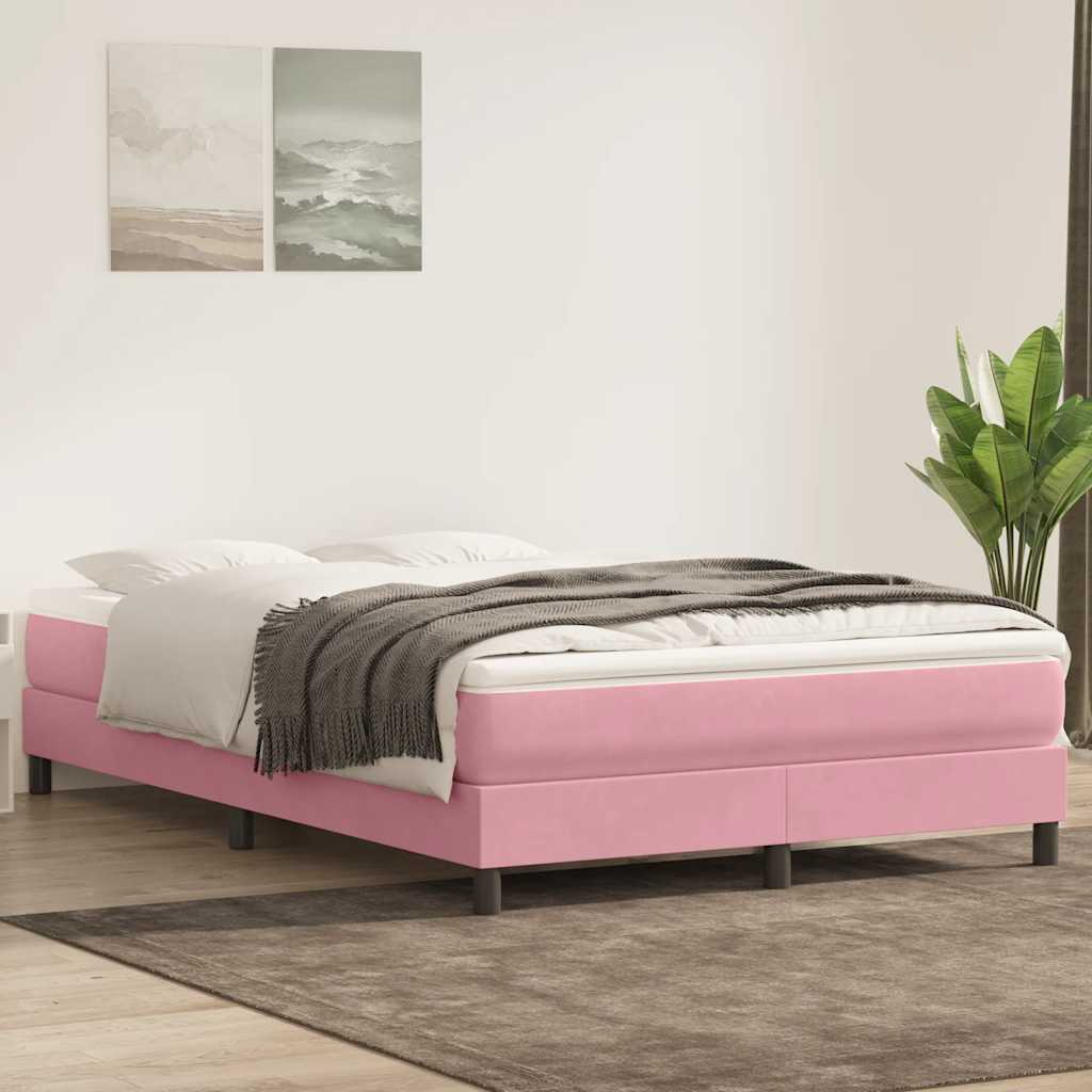 Ramsäng utan madrass rosa 160x210 cm sammet
