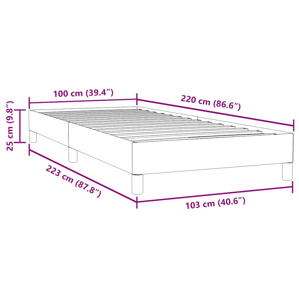 Resårsäng utan madrass ljusgrå 100x220 cm sammet