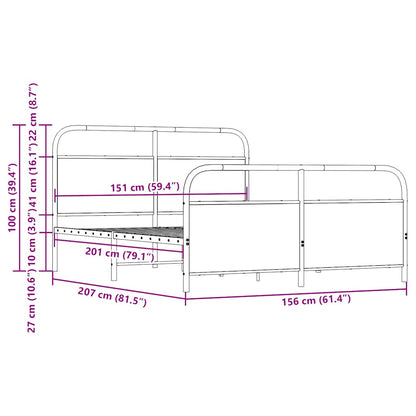 Sängram utan madrass metall sonoma-ek 150x200 cm