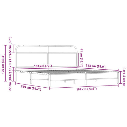 Sängram utan madrass metall sonoma-ek 183x213 cm