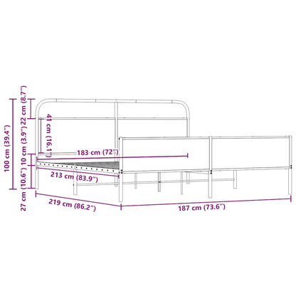 Sängram utan madrass metall sonoma-ek 183x213 cm