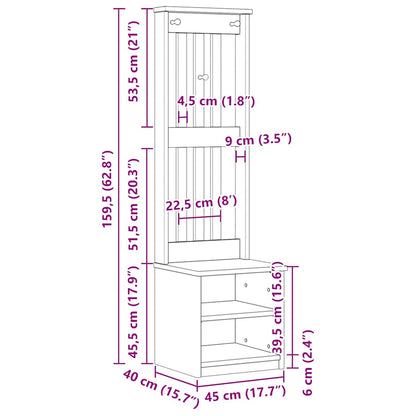 Hallgran "SANDENS" 45x40x159,5 cm massiv trä furu