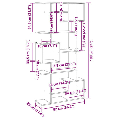 Bokhylla ek 92x29x188 cm konstruerat trä