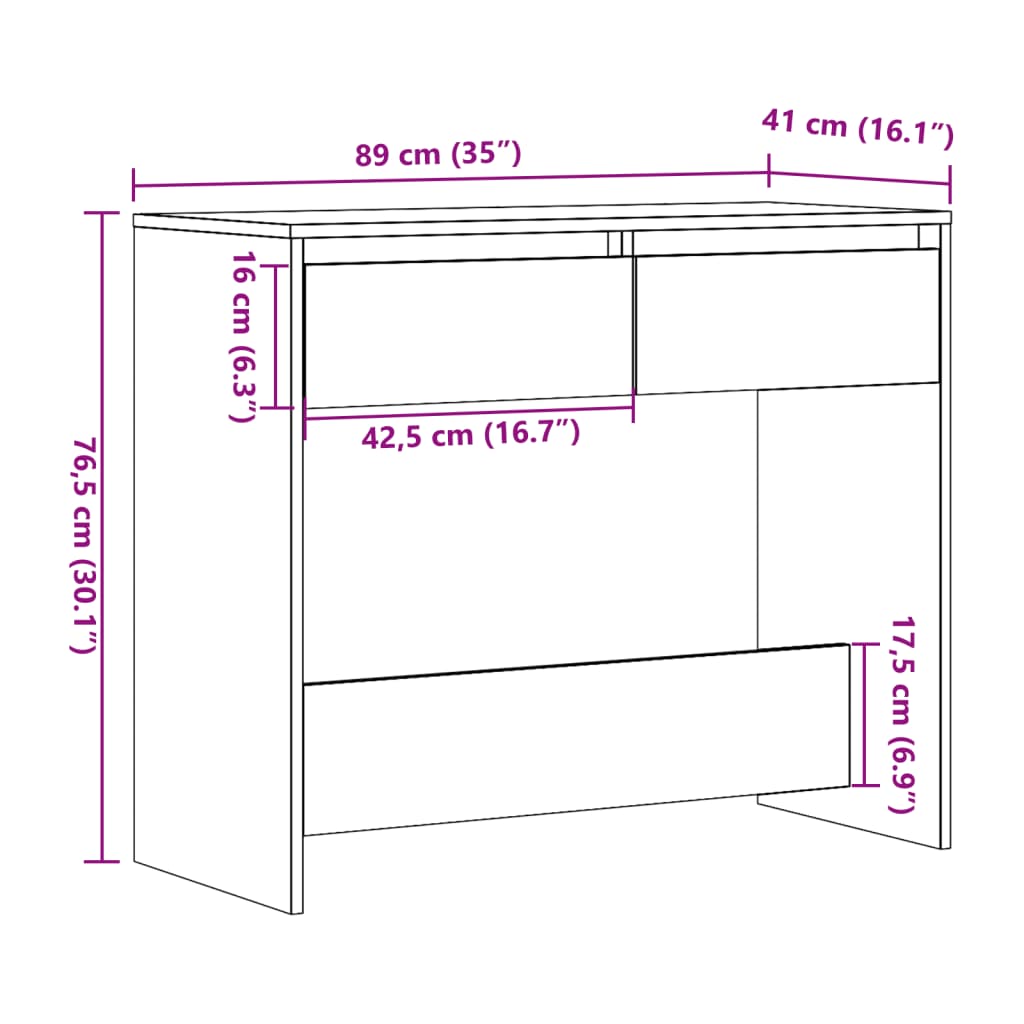 Avlastningsbord åldrat trä 89x41x76,5 cm konstruerat trä