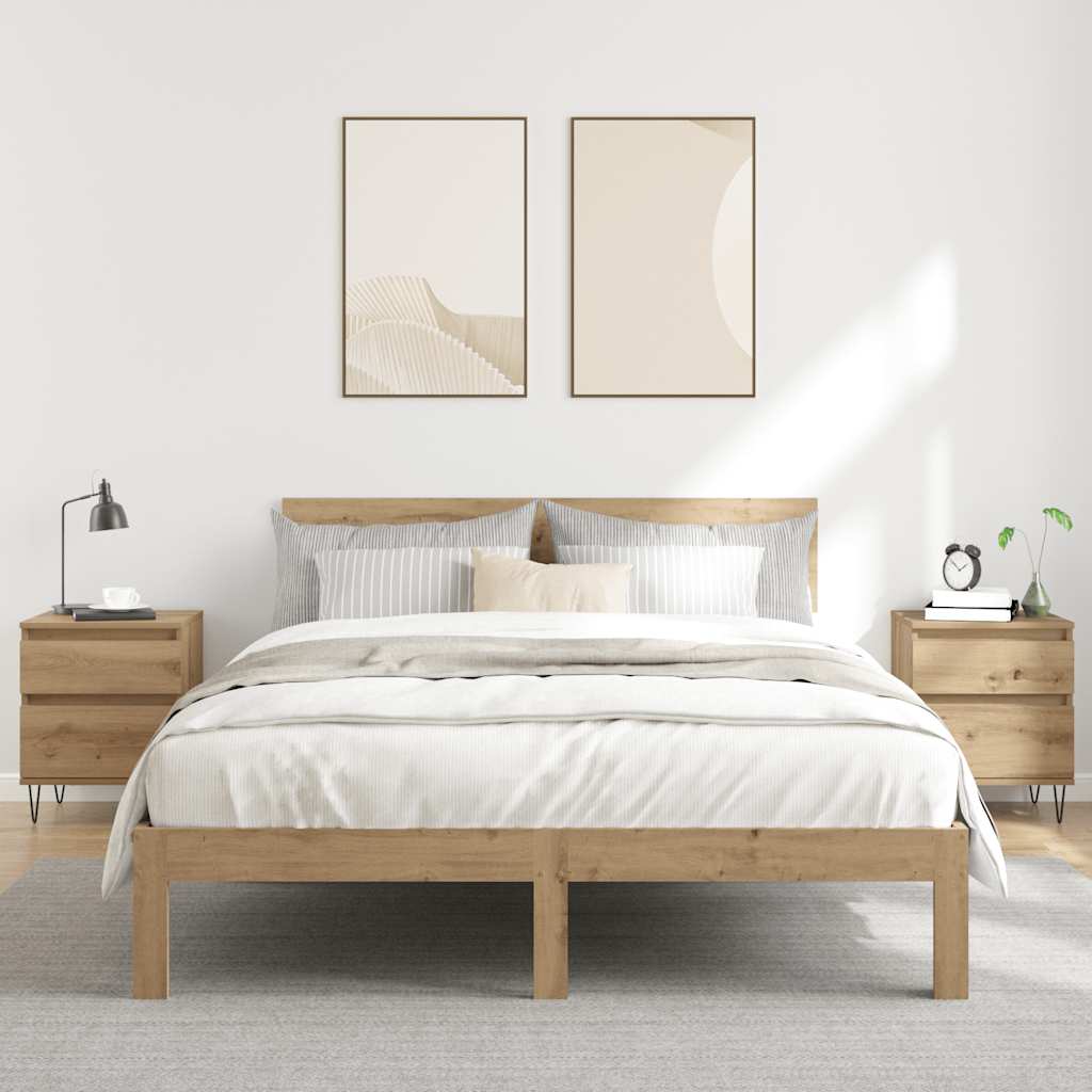 Sängbord 2 st artisan ek 40x35x50 cm konstruerat trä