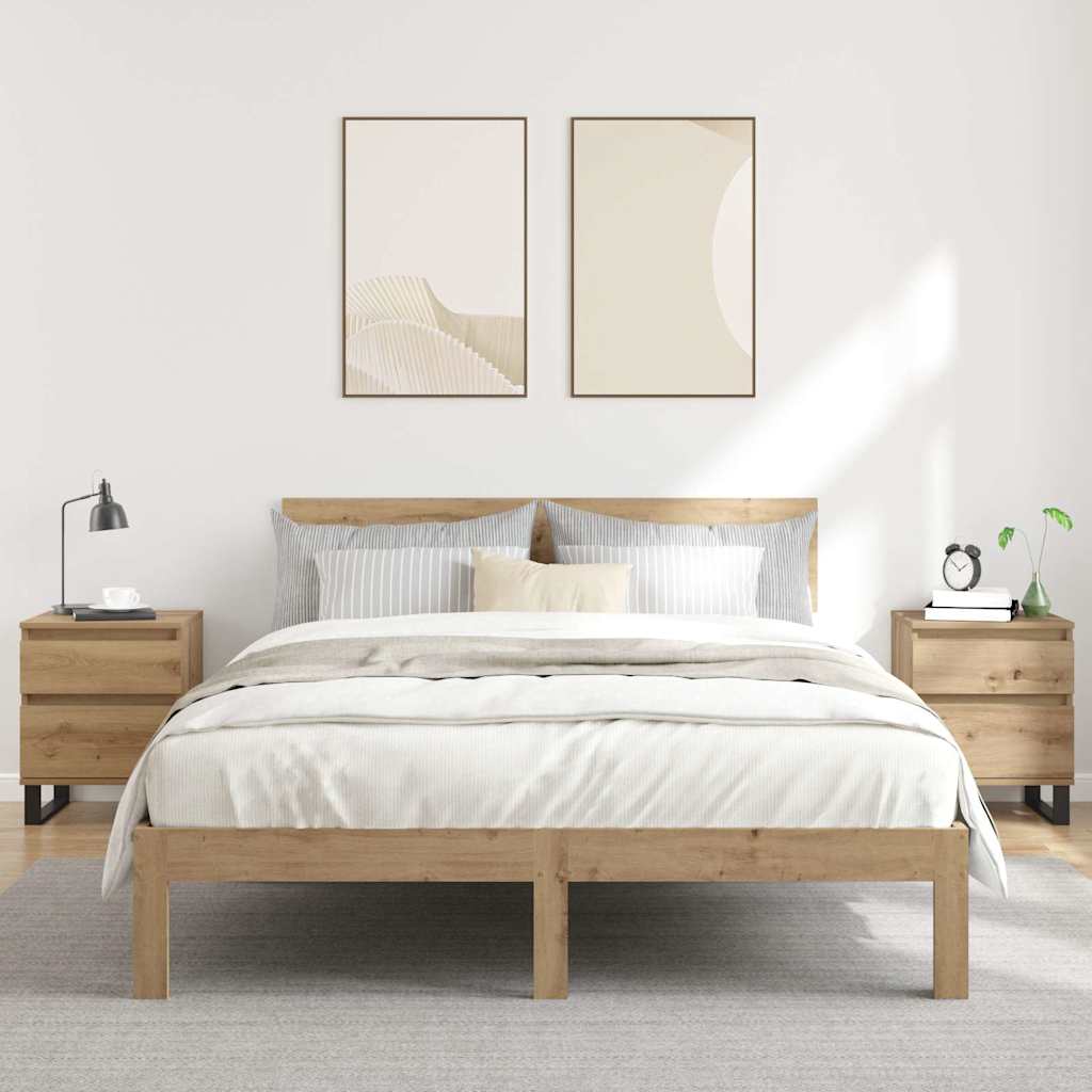 Sängbord 2 st artisan ek 40x35x50 cm konstruerat trä