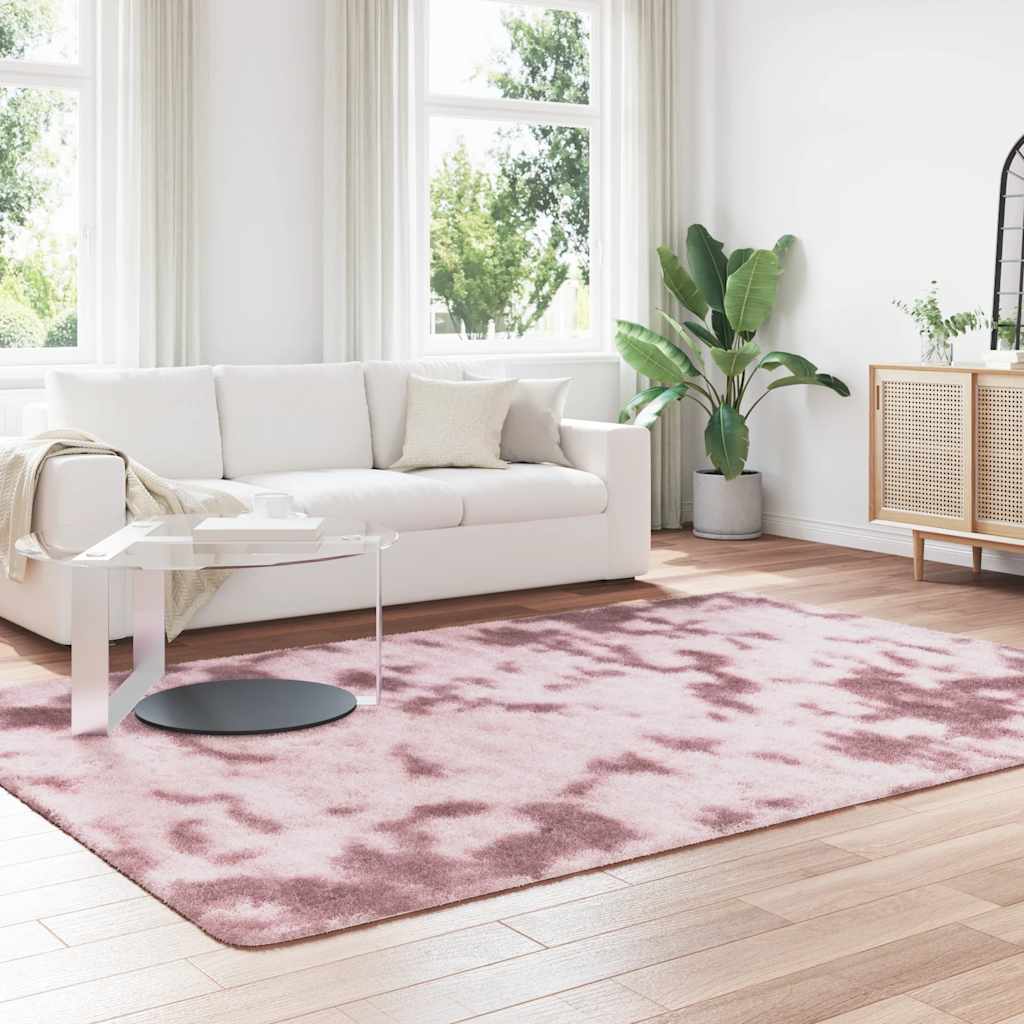 Ryamatta med lång lugg NAVARRA dammig rosa 200x290 cm polyester