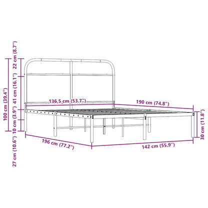 Sängram utan madrass sonoma-ek 135x190 cm konstruerad trä