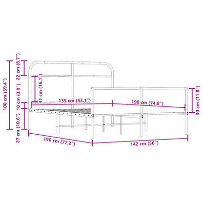 Sängram utan madrass sonoma-ek 135x190 cm konstruerad trä