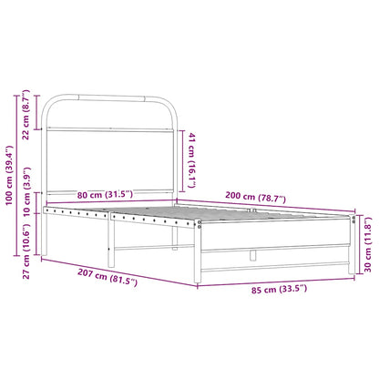 Sängram utan madrass sonoma-ek 80x200 cm konstruerad trä