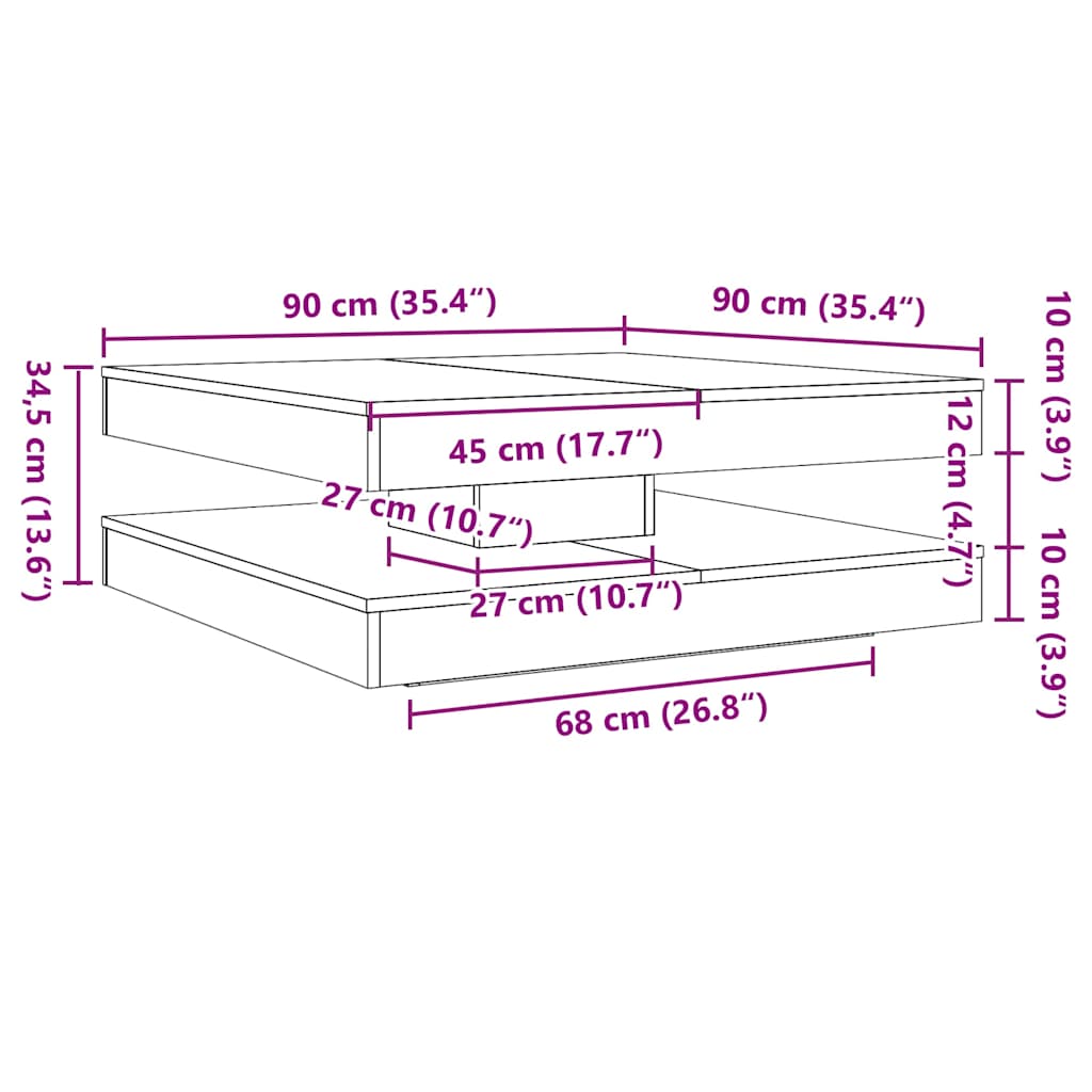 Soffbord 360 grader vridbart vit 90x90x34,5 cm