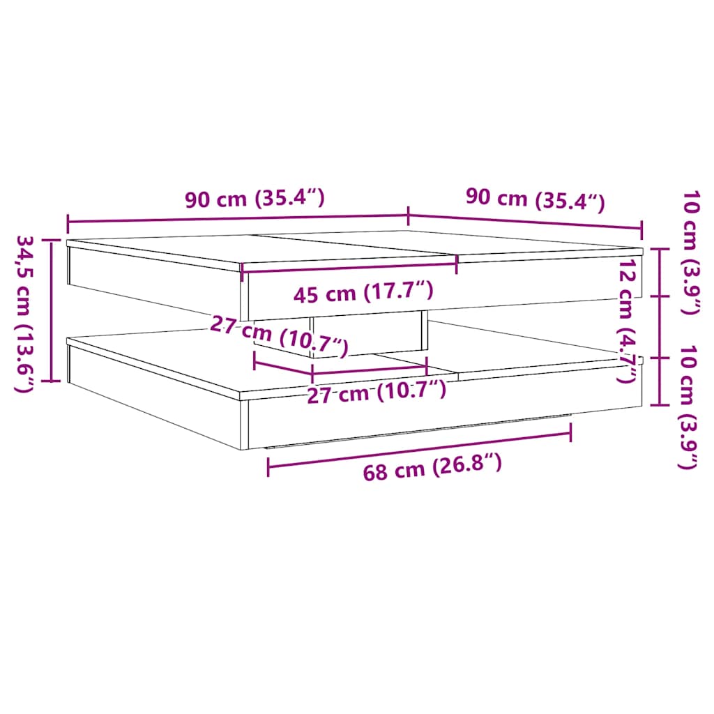 Soffbord 360 grader vridbart sonoma-ek 90x90x34,5 cm