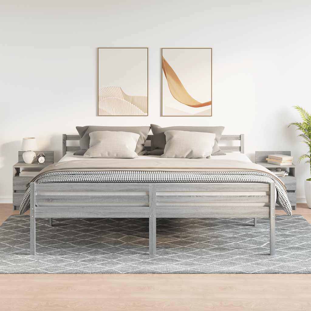 Sängbord 2 st med 2 lådor grå sonoma 40x33x60 cm