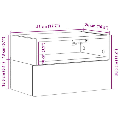 Väggmonterat sängbord 2 st brun ek 45x26x28,5 cm