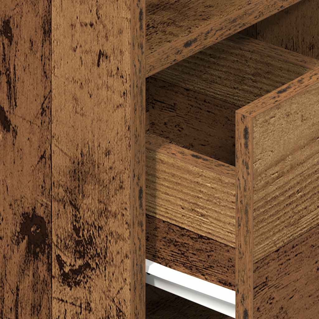 Sängbord 2 st med låda åldrat trä 25x31x66 cm