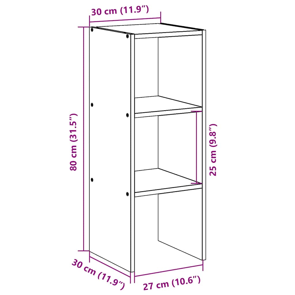 Bokhylla stapelbar sonoma-ek 30x30x80 cm konstruerat trä