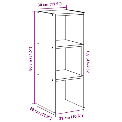 Bokhylla stapelbar sonoma-ek 30x30x80 cm konstruerat trä