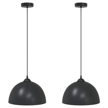 Pendellampa 2 st höjdjusterbar E27 svart Ø 30 cm metall