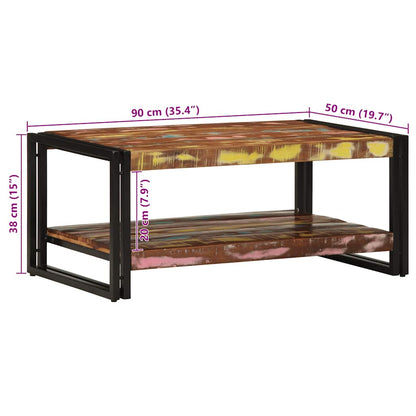 Soffbord flerfärgat 90x50x38 cm massivt trä återvunnet