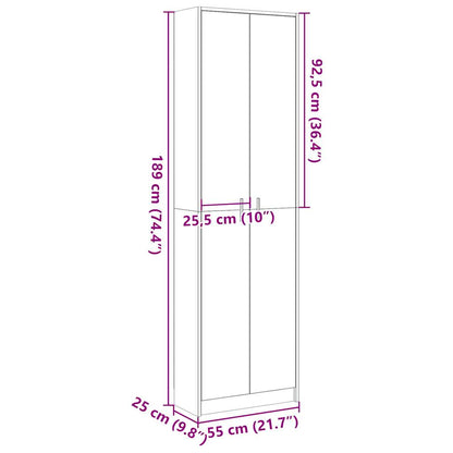 Hallgarderob sonoma-ek 55x25x189 cm konstruerat trä