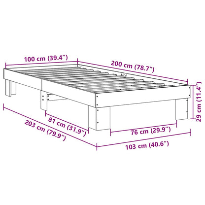 Sängram utan madrass 100x200 cm massivt trä ek