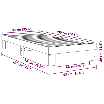 Sängram utan madrass 90x190 cm massivt trä ek