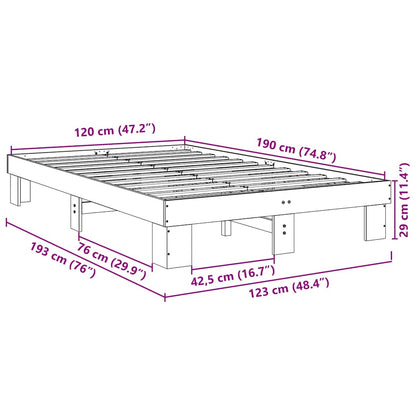 Sängram utan madrass 120x190 cm massivt trä ek