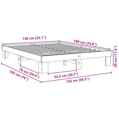 Sängram utan madrass 140x190 cm massivt trä ek