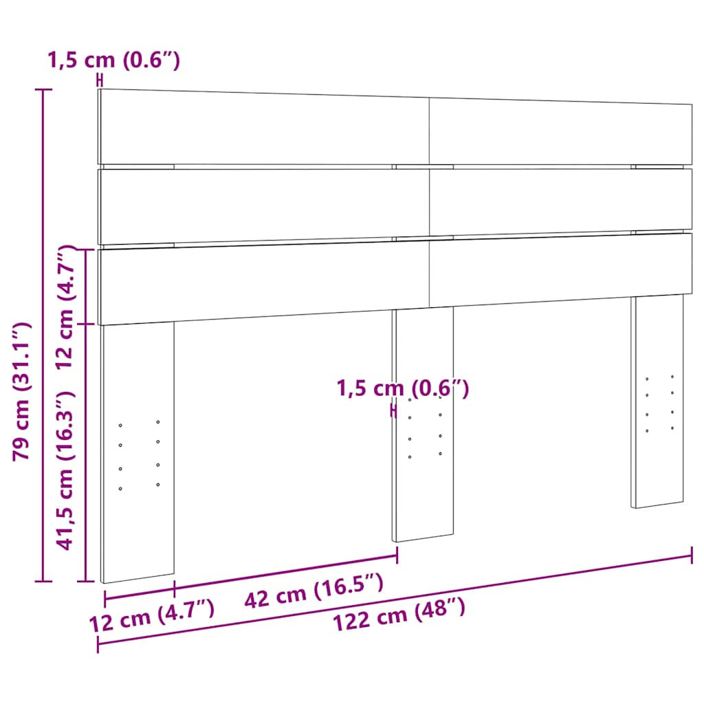 Sänggavel 120 cm massivt trä ek