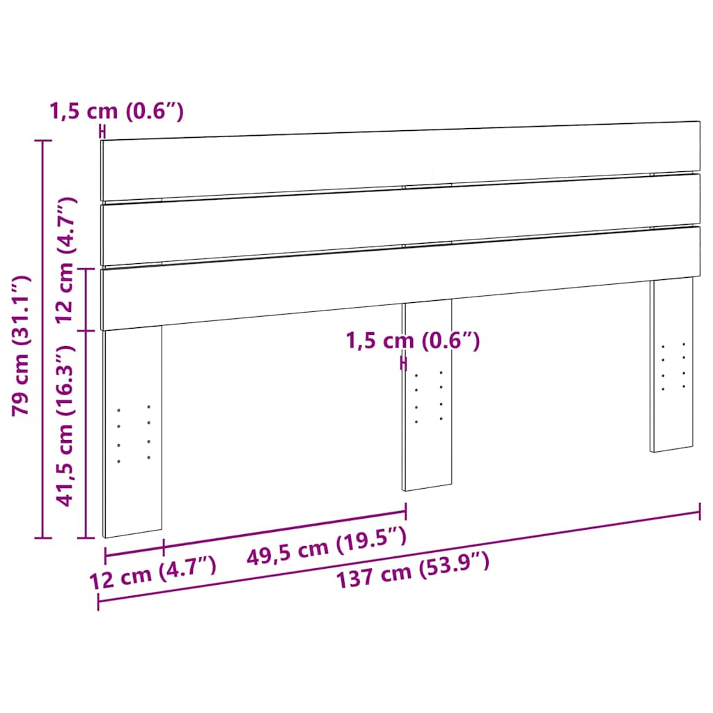 Sänggavel 135 cm massivt trä ek