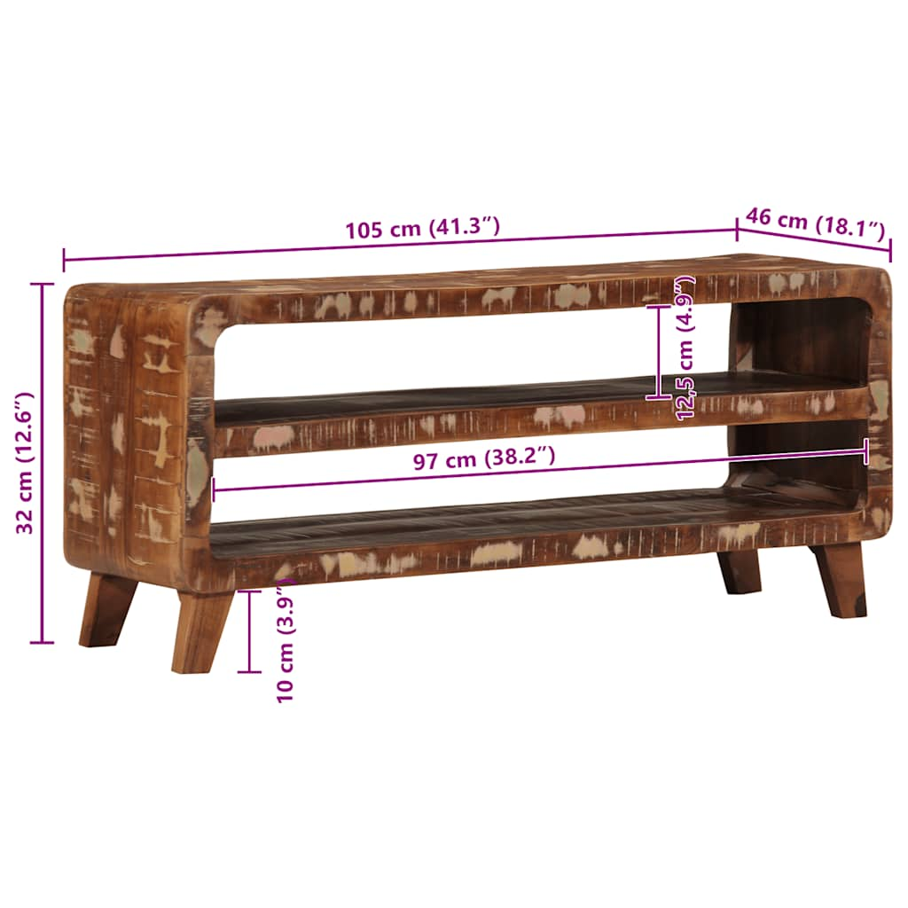 TV-bänk 105x46x32 cm massivt trä återvunnet