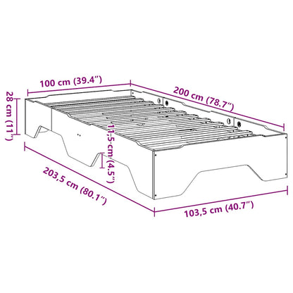 Sängram utan madrass stapelbar vit 100x200 cm massivt trä