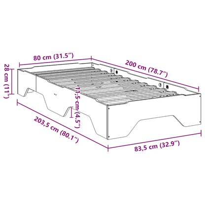 Sängram utan madrass stapelbar vit 80x200 cm massivt trä