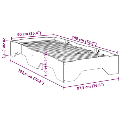 Sängram utan madrass stapelbar 90x190 cm massivt trä