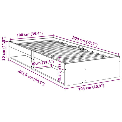 Dagbädd utan madrass vit 100x200 cm massiv furu