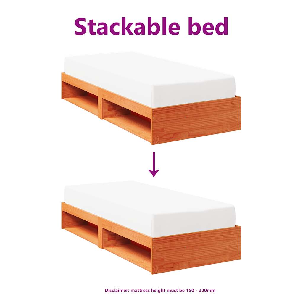 Dagbädd utan madrass vaxbrun 100x200 cm massiv furu