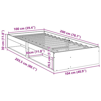 Dagbädd utan madrass vaxbrun 100x200 cm massiv furu