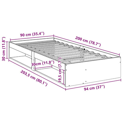 Dagbädd utan madrass 90x200 cm massiv furu