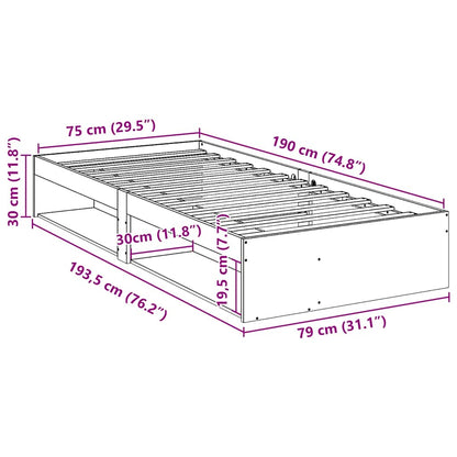 Dagbädd utan madrass 75x190 cm massiv trä furu