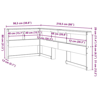 Bokhylla sänggavel L-formad vit 80 cm massiv furu