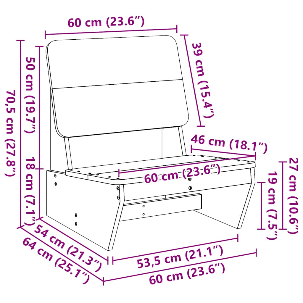 Trädgårdsstolar 2 st 60x64x70,5 cm massiv furu