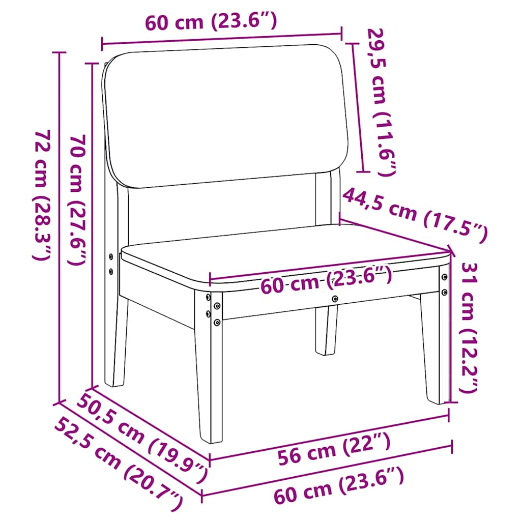 Trädgårdsstolar 2 st 60x52,5x72 cm massiv furu