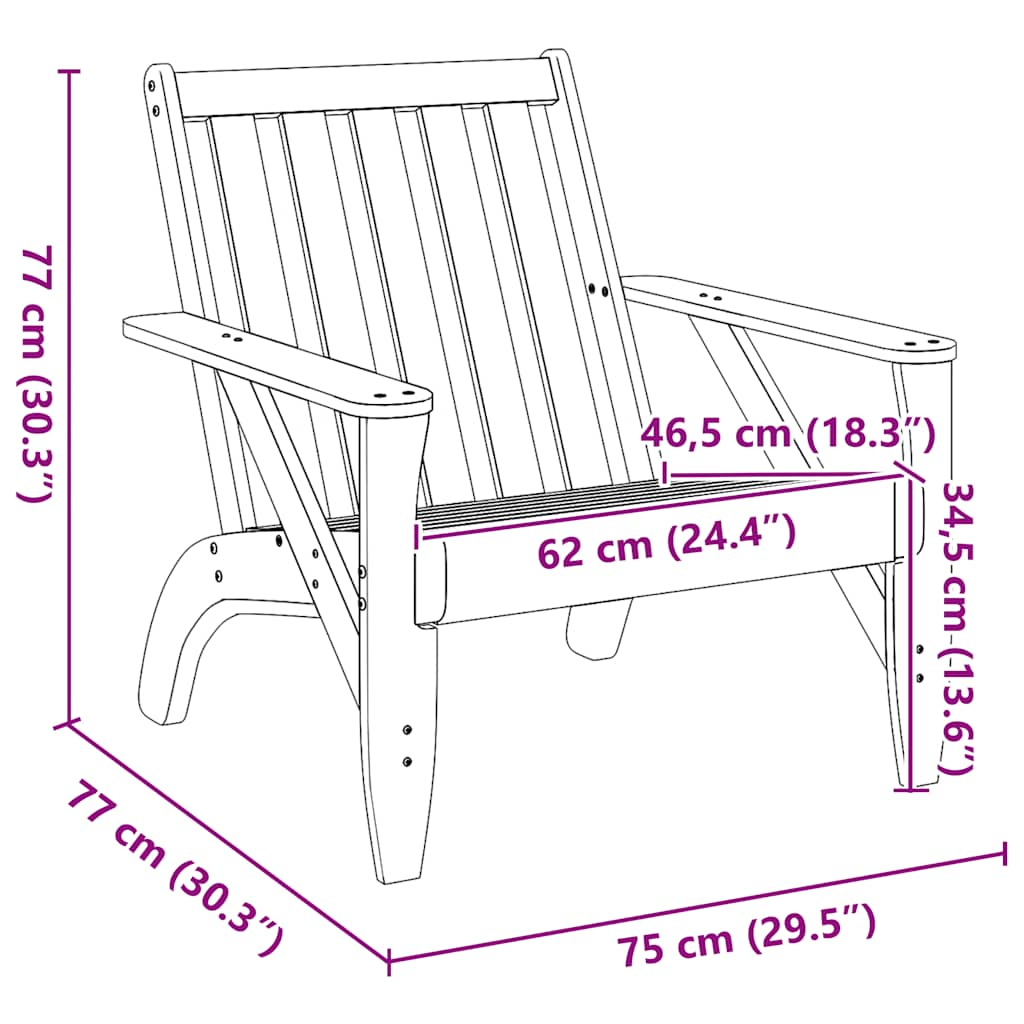 Adirondackstol 75x77x77 cm massiv douglasträ